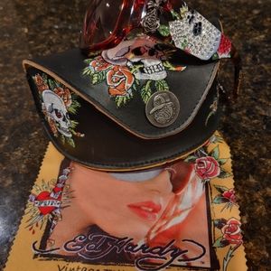 Authentic Ed Hardy sunglasses w/ leather case and
